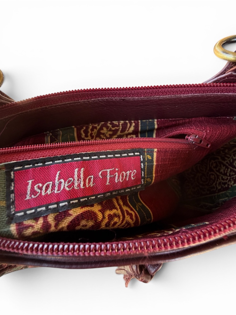 Rare Vtg Isabella Fiore Large Beaded Sequin Mustard Paisley Tote - Picture 12 of 14